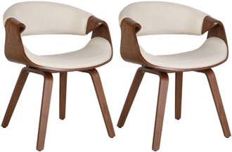 Clp Clp - Set De 2 Sillas De Comedor Foley Roble / Crema Tela