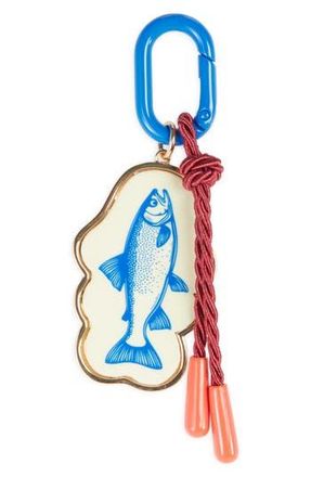 Leith Painted Fish Carabiner Clip Bag Charm in Blue Multi- Gold at Nordstrom Rack