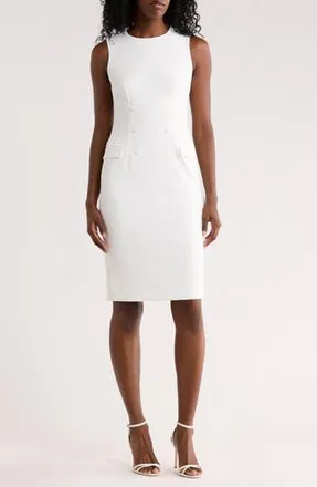 Calvin Klein Button Sheath Dress in Cream at Nordstrom Rack, Size 10