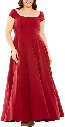 Mac Duggal Plus Cap Sleeve Square Neck Ball Gown