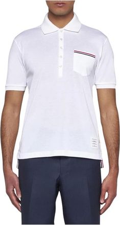 Thom Browne Tops, Heren, Wit, M, Katoen, Klassiek katoenen piqu&eacute; poloshirt