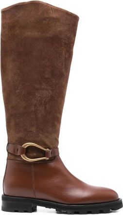 Roberto Festa Milano Bruine Zijde & Nylon Laarzen - Dames - Hoge Laarzen - Bruin - 37 1/2 EU - Nylon - Schoenen
