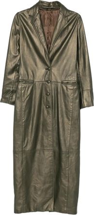 Romeo Gigli 1996-1997 leren jas met knopen - Groen