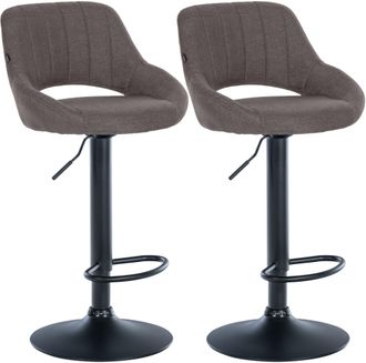Clp Juego De 2 Taburetes De Bar Milet Con Tapizado De Tela Gris Oscuro Metal Negro Mate