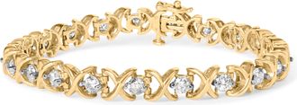 House of Brilliance 14K Yellow Gold 5.00 Cttw Round-Cut Diamond X-Link 7.5 Bracelet