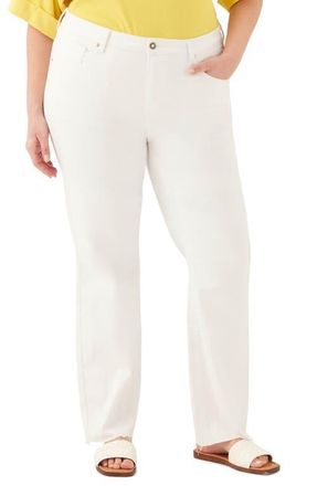 Karen Kane Raw Hem Straight Leg Jeans in Off White at Nordstrom, Size 18W