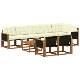 vidaXL Conjunto De Sof&aacute;s De Exterior Con Coj&iacute;n 9 Pcs Natural Y Crema Vidaxl