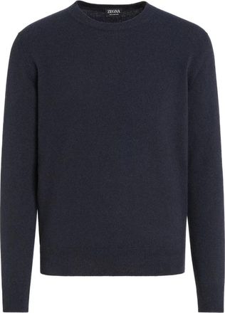 Ermenegildo Zegna Maglia girocollo in Oasi Cashmere - Heren - Cashmere truien - Blauw - S - Kasjmier - Truien & Vesten