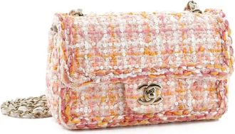 Chanel Classic Single Flap Bag Braided Quilted Tweed with Sequins Mini shoulder bag - Oranje