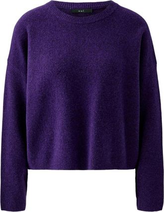Oui Trui met ronde hals - Dames - Ronde hals truien - Paars - XS - Wol - Truien & Vesten