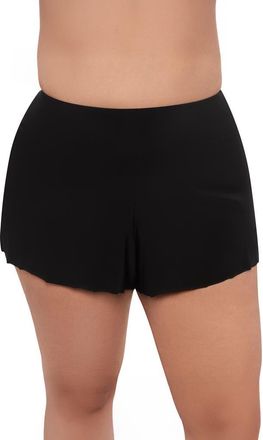 Aqua Green Plus Size High Waist Beach Short Swimsuit Bottom in Black at Nordstrom, Size 1 X