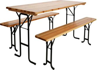 Ambiance Ambiance - Conjunto Mesa 178x78 Cm + 2 Bnacos Plegables Madera