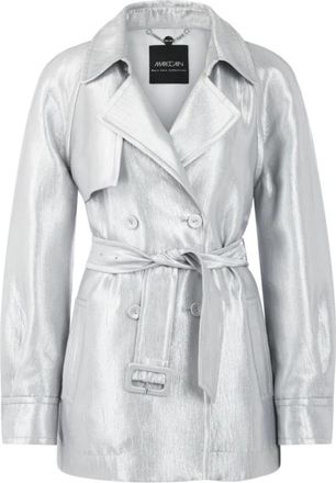 Marc Cain Lichtgewicht outdoorjack met glans - Dames - Jas met riem - Grijs - S - Polyester - Jassen