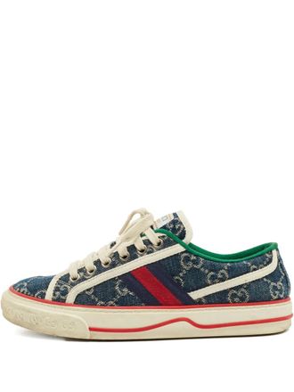 Gucci 1977 GG-pattern sneakers - women - Denim/Canvas/Rubber - 36 - Blue