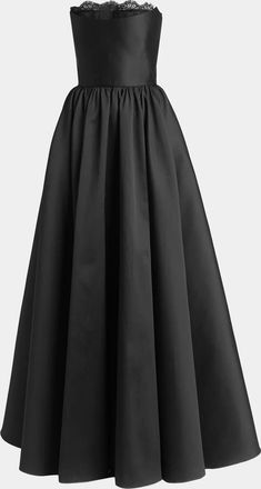 Alexander McQueen Strapless Lace-Trim Corset Fit-&-Flare Gown
