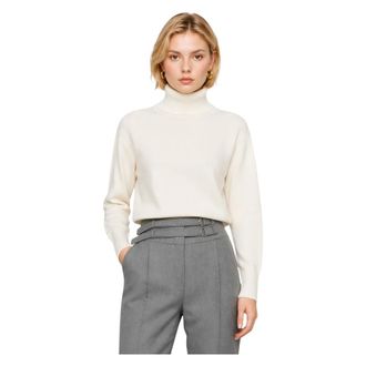 Kocca Ribbed High-Neck Jumper - Dames - Coltruien - Beige - XS - Wol - Truien & Vesten