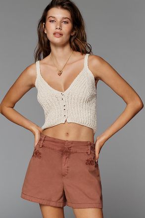 Pilcro Stitchy V-Neck Cotton Sweater Tank Top