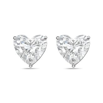 Diana M. Jewels 14Kt White Gold 3.00 cts Lab Grown Heart shaped Diamond Studs