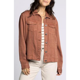 Thread & Supply Jackie Denim Trucker Jacket in Rustic Brown at Nordstrom, Size Small