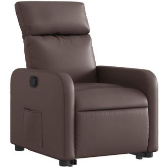 vidaXL Sill&oacute;n Reclinable Elevable Cuero Sint&eacute;tico Marr&oacute;n Vidaxl