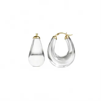Gold & Honey Womens Chunky Bucket Hoop Earrings In Clear