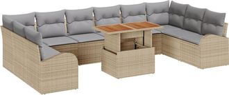 vidaXL Vidaxl - Garden Sofa Set with Storage 11 pcs Beige Poly rattan