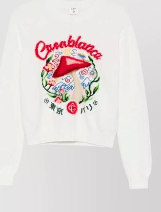 Casablanca cotton mushroom intarsia crewneck sweater