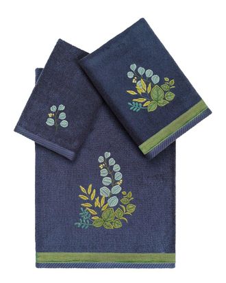 Linum Home Textiles 100% Turkish Cotton Botanica 3Pc Embellished Towel Set