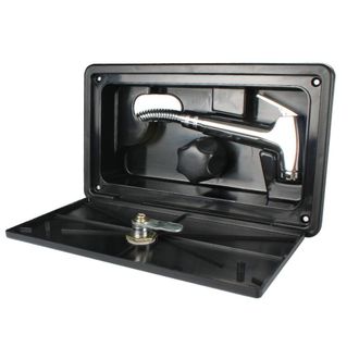 OEM Kit De Ducha Exterior Vanshine Para Autocaravanas - Negro/blanco - Kit Completo Con Cabezal De Ducha Y Grifo Mezclador