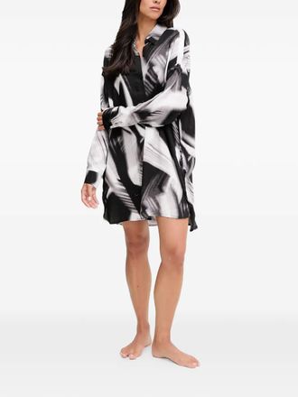 DKNY buttoned print nightdress - Black
