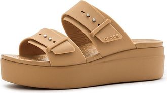 Crocs Brooklyn Buckle Low Wedge Womens Shoes Umber : 11 M, Synthetic