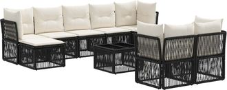 vidaXL Conjunto De Sof&aacute;s De Jard&iacute;n 10 Uds. Negro Rat&aacute;n Sint&eacute;tico Vidaxl