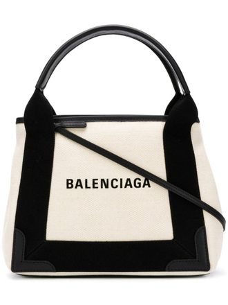 Balenciaga Canvas And Leather Navy Cabas Xs Bags