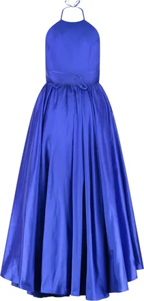 New Arrivals Womens Blue Open-Back Silk Gown Evening Dresses