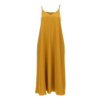 Marella Voliera Midi Jurk - Dames - Casual kleedjes - Geel - S - Linnen - Kleedjes