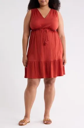 Max Studio Sleeveless Tiered Dress in Terracotta at Nordstrom Rack, Size 2X
