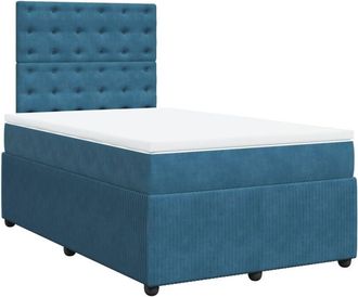 vidaXL Cama Box Spring Con Colch&oacute;n Terciopelo Azul Oscuro 120x200 Cm Vidaxl