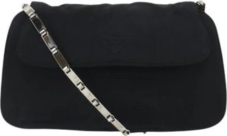 Bottega Veneta Pre-owned Chain Shoulder Nylon Shoulder Bag - Dames - Vintage Schoudertas - Zwart - ONE Size - Nylon - Vintage