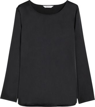 Max Mara Blusa in raso di seta - Dames - Blouses - Zwart - XL - Satijn - Overhemden