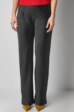 Lilla P Satin Clean Front Pants In Black