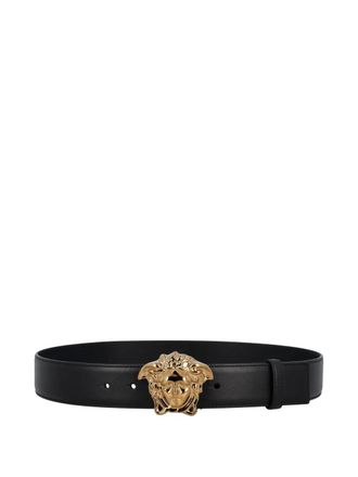 Versace La Medusa leather belt - men - Calf Leather/Calf Leather - 115 - Black