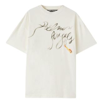 Palm Angels Foggy logo-print T-shirt White Black PMAA072R24JER0020310