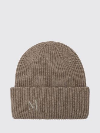 Max Mara Berretto beanie in lana a coste con logo jacquard e risvolto