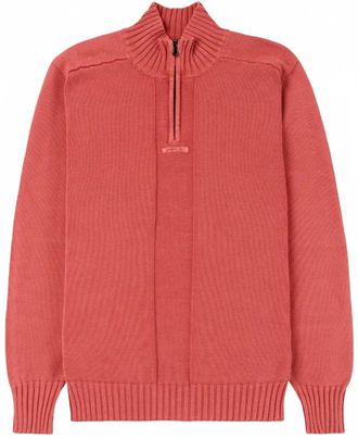 Amundsen & Scott Mens Lascar Half Zip Sweater In Weathered Red