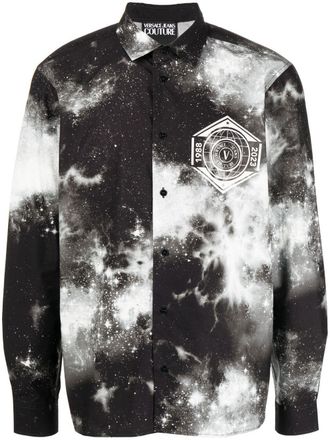 Versace Jeans Couture tie dye-print button-up shirt - men - Cotton - 48 - Black
