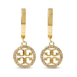 Tory Burch Accessoires, Dames, Geel, ONE Size, Miller Pav&eacute; Hoop Earrings