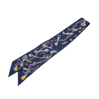 Herm&egrave;s Pre-owned Scarves, female, Blue, Size: ONE SIZE Pre-owned Les Cles a Pois Twilly Scarf