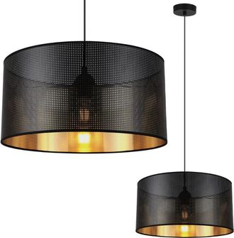 OEM L&aacute;mpara Colgante Asti Negra 1 Pantalla Plana Negra Y Dorada 40cm