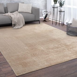 Paco Home Alfombra, Suave Alfombra De Pelo Corto Para Sal&oacute;n, Supersuave, Lavable, Beige &Oslash; 160 Cm Redondo - Paco Home