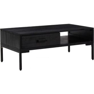 vidaXL Mesa De Centro Madera Maciza De Pino Negro 90x50x35 Cm Vidaxl